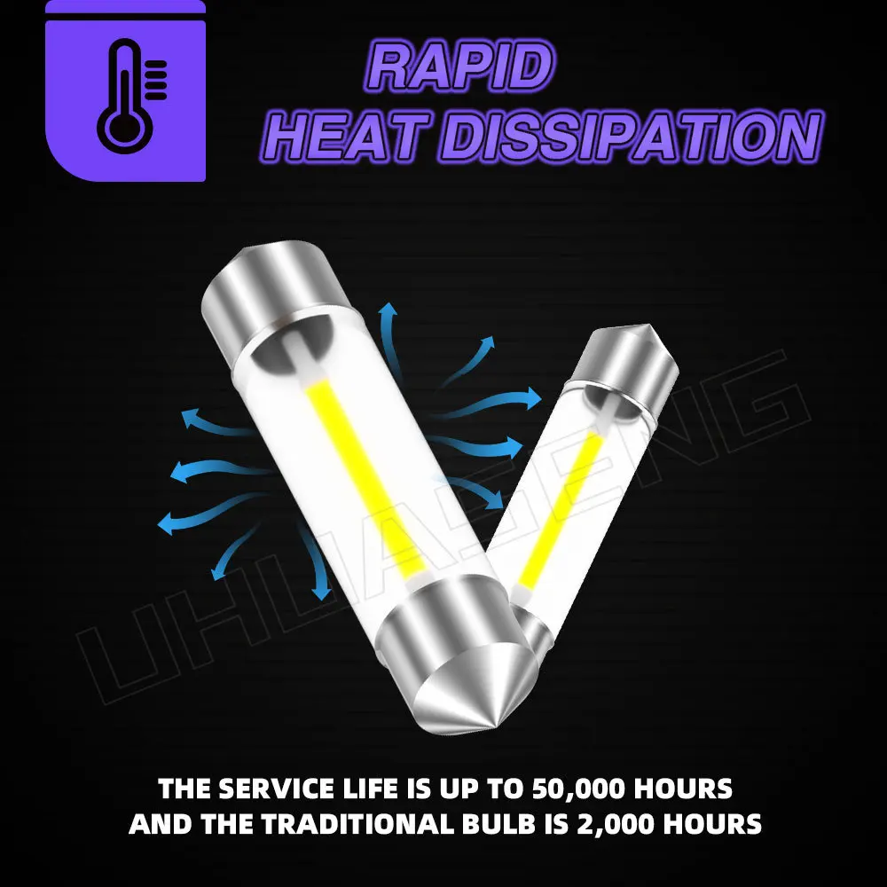 UHUASENG 2PCS 6V 12V 24V C5W Led Bulb C10W Lamp 31mm Festoon 36mm 39mm 41mm 28mm Dome Pink Blue Red Warm White Signal Car Light thumbnail 3