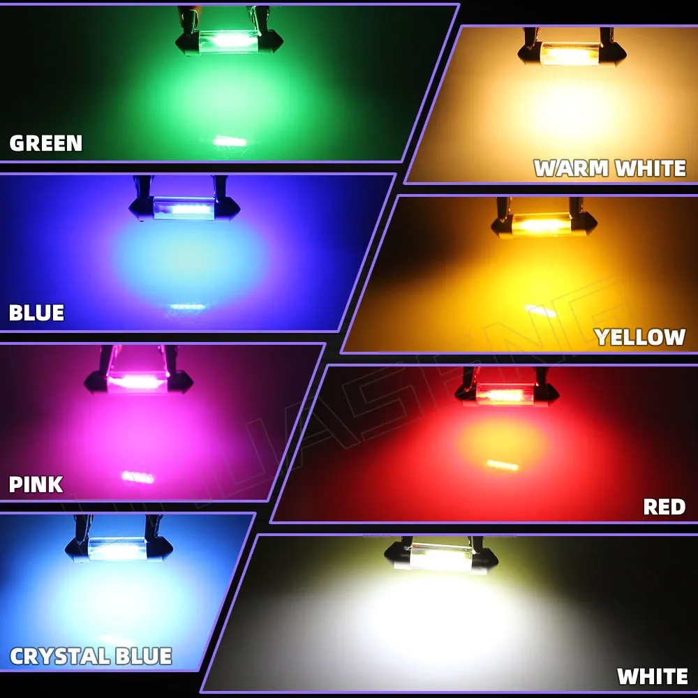UHUASENG 2PCS 6V 12V 24V C5W Led Bulb C10W Lamp 31mm Festoon 36mm 39mm 41mm 28mm Dome Pink Blue Red Warm White Signal Car Light thumbnail 5