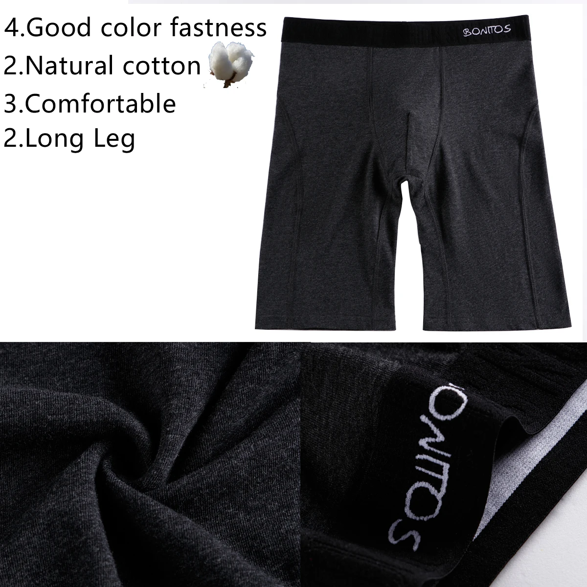 2pcs pack Long Leg Boxer Shorts Men Panties kit Homme Underpants Boxershorts Slip Underwear for Man Cotton Male Sexy Set Box gym thumbnail 3
