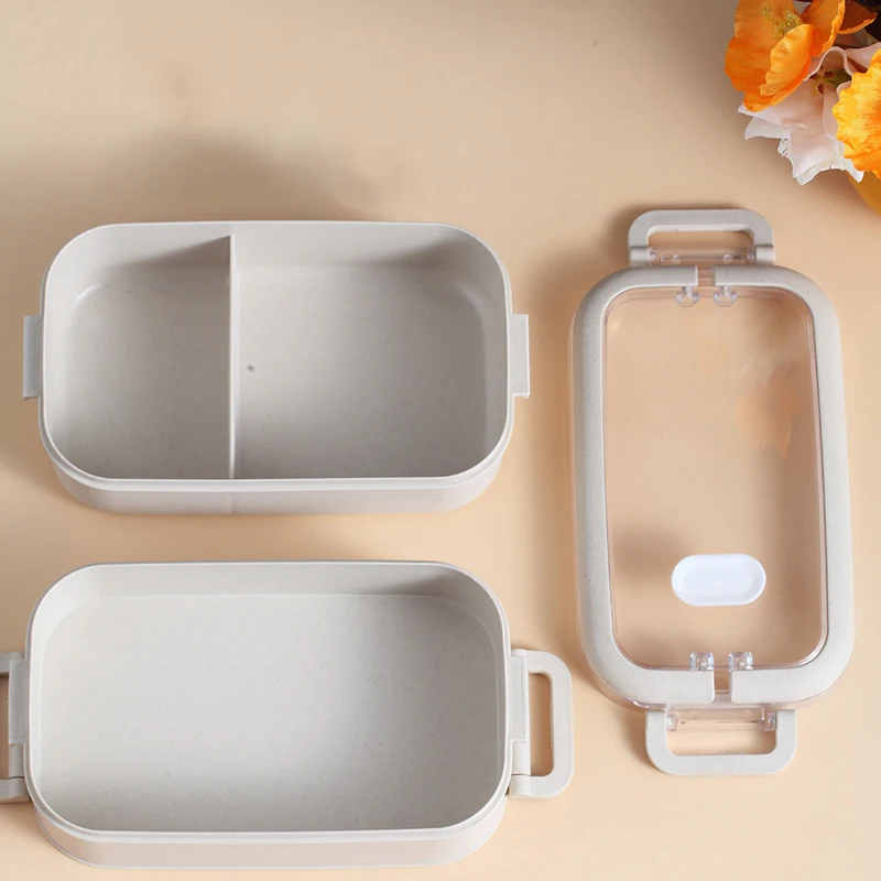 Kitchen Home Microwave Lunch Box Wheat Straw Dinnerware Food Storage Container Children Kids School Office Portable Bento Box thumbnail 5