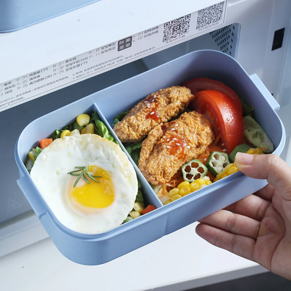 Kitchen Home Microwave Lunch Box Wheat Straw Dinnerware Food Storage Container Children Kids School Office Portable Bento Box thumbnail 3