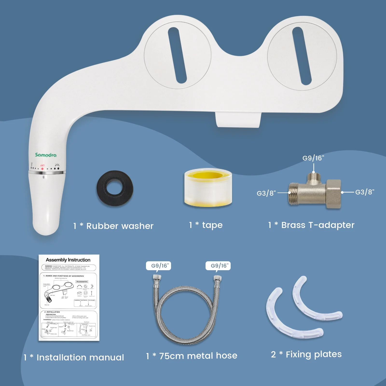 SAMODRA Ultra Slim Bidet Attachment for Toilet Seat - Dual Nozzle, Adjustable Water Pressure, Non-Electric Ass Sprayer thumbnail 6