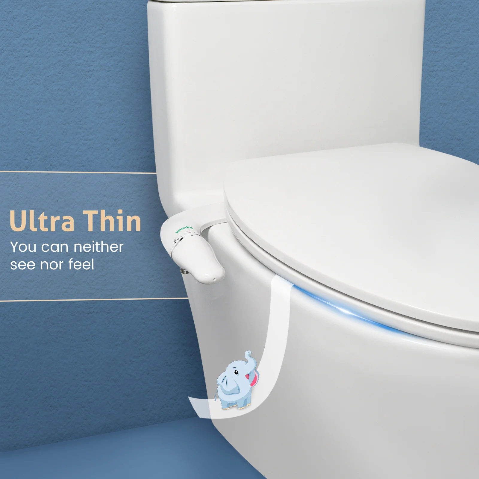 SAMODRA Ultra Slim Bidet Attachment for Toilet Seat - Dual Nozzle, Adjustable Water Pressure, Non-Electric Ass Sprayer thumbnail 4