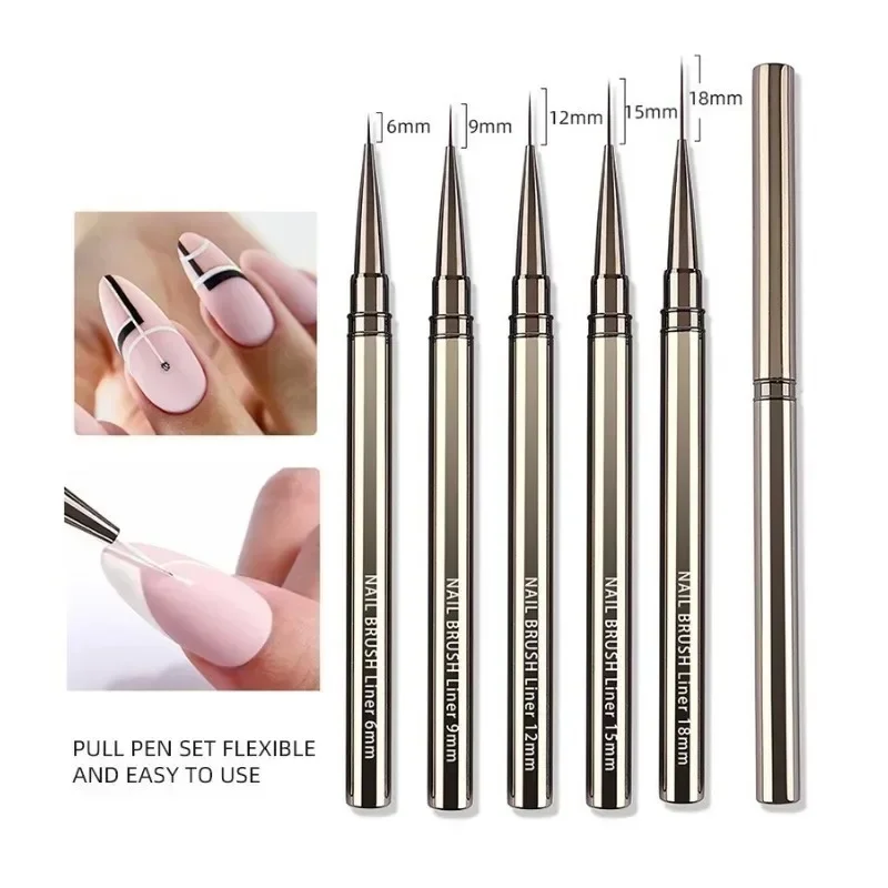 Nails Art Liner Brushes Elongated Lines Striping Drawing Painting  6/9/12/15/18/25mm Nail Design Pen Professional Manicure Tool thumbnail 2