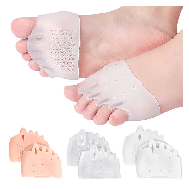 2pcs Silicone Toe Separator Hallux Valgus Corrector Bunion Orthotics Protector Pain Relief Forefoot Pad Socks Foot Care Pedicure thumbnail 2