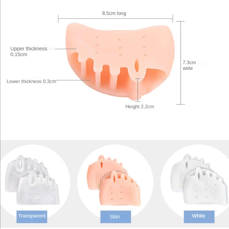 2pcs Silicone Toe Separator Hallux Valgus Corrector Bunion Orthotics Protector Pain Relief Forefoot Pad Socks Foot Care Pedicure thumbnail 6