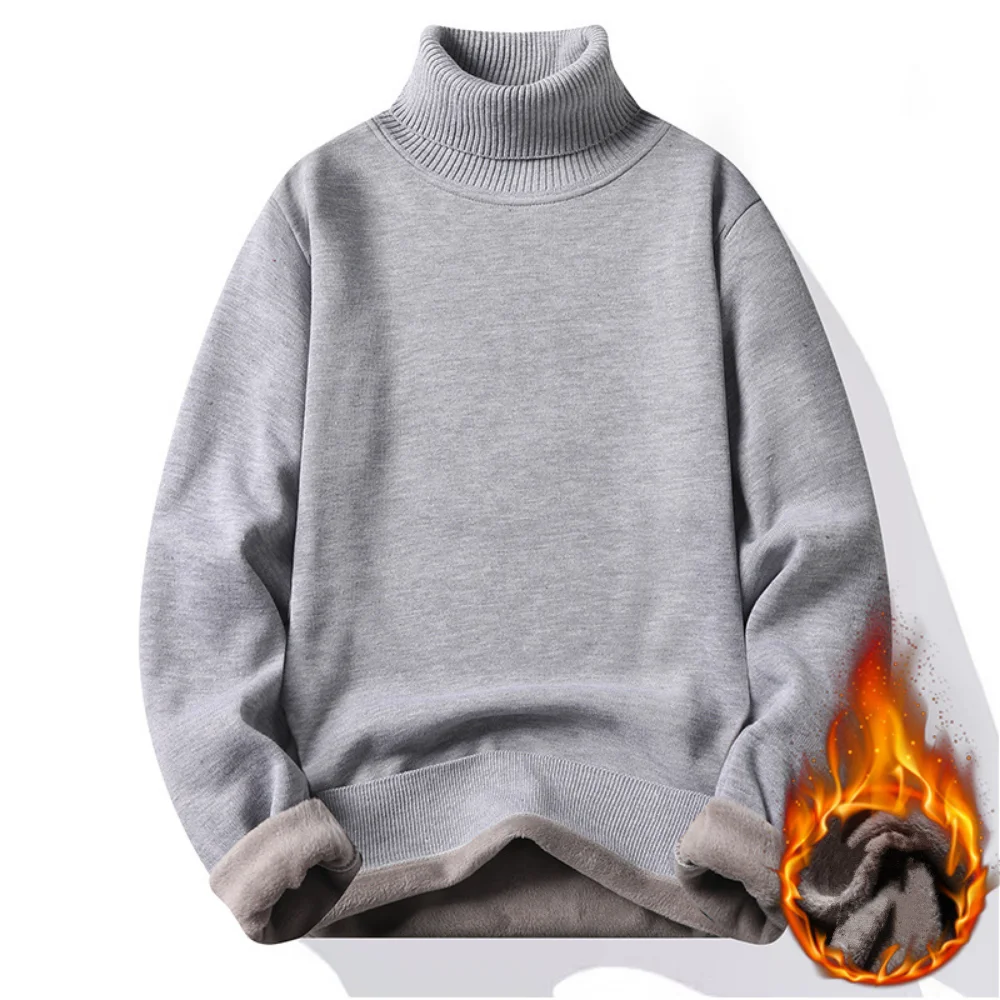 Autumn Winter Men's Turtleneck Sweater Men's Knitting Pullovers Rollneck Knitted Sweater Warm Men Jumper Slim Fit Casual Sweater thumbnail 4
