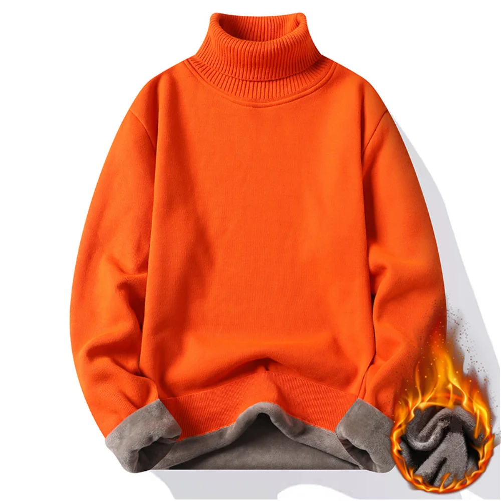 Autumn Winter Men's Turtleneck Sweater Men's Knitting Pullovers Rollneck Knitted Sweater Warm Men Jumper Slim Fit Casual Sweater thumbnail 3