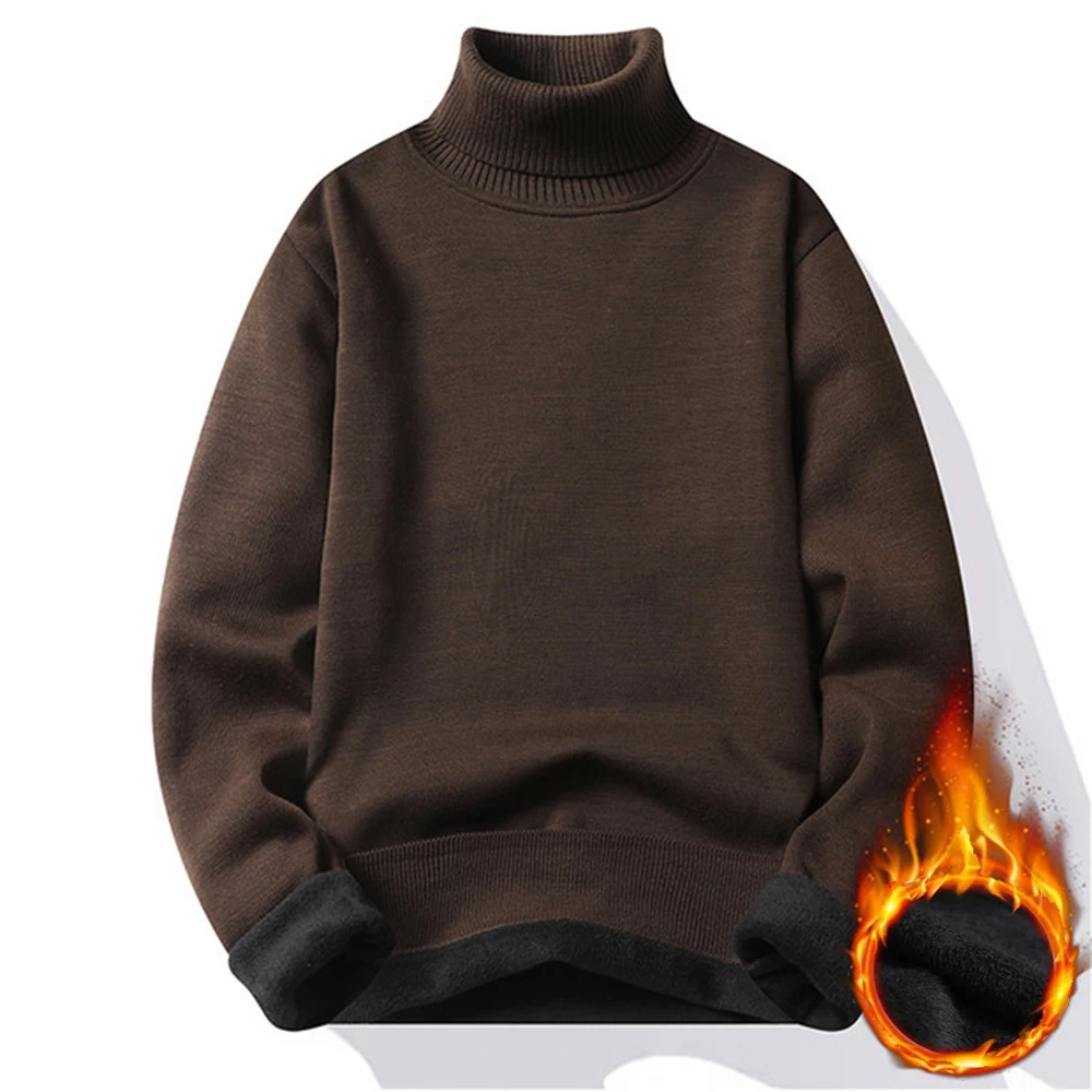 Autumn Winter Men's Turtleneck Sweater Men's Knitting Pullovers Rollneck Knitted Sweater Warm Men Jumper Slim Fit Casual Sweater thumbnail 2