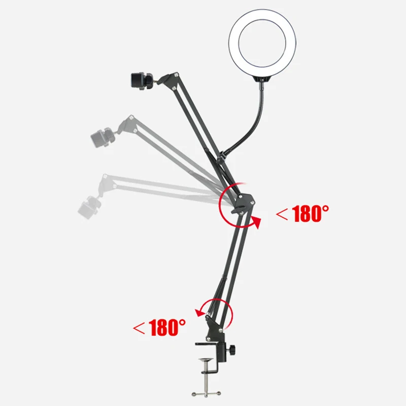 Overhead Tripod for Phone with Ring Light Desktop Cellphone Bracket for Video Shooting Table Mobile Mount for Filming Recording thumbnail 3