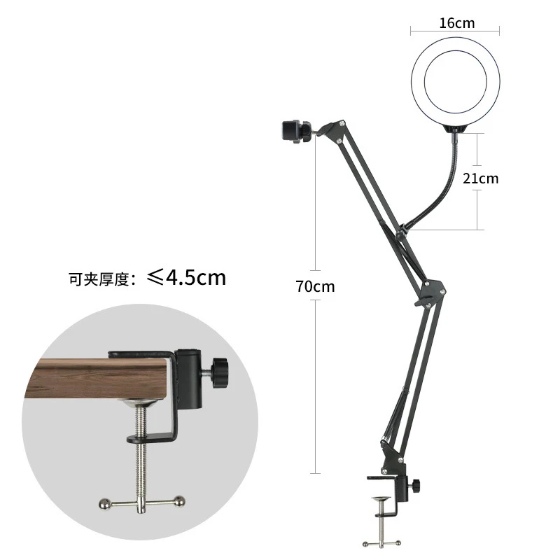 Overhead Tripod for Phone with Ring Light Desktop Cellphone Bracket for Video Shooting Table Mobile Mount for Filming Recording thumbnail 2
