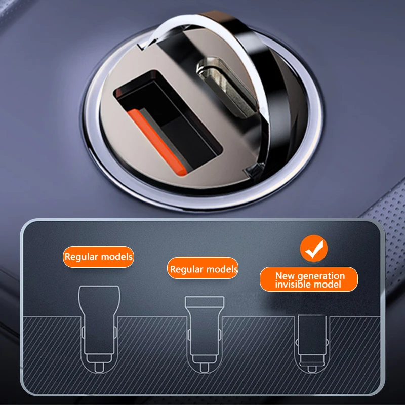 100W Mini Car Charger Lighter Fast Charging for iPhone QC3.0 Mini PD USB Type C Car Phone Charger for Xiaomi Samsung Huawei thumbnail 2