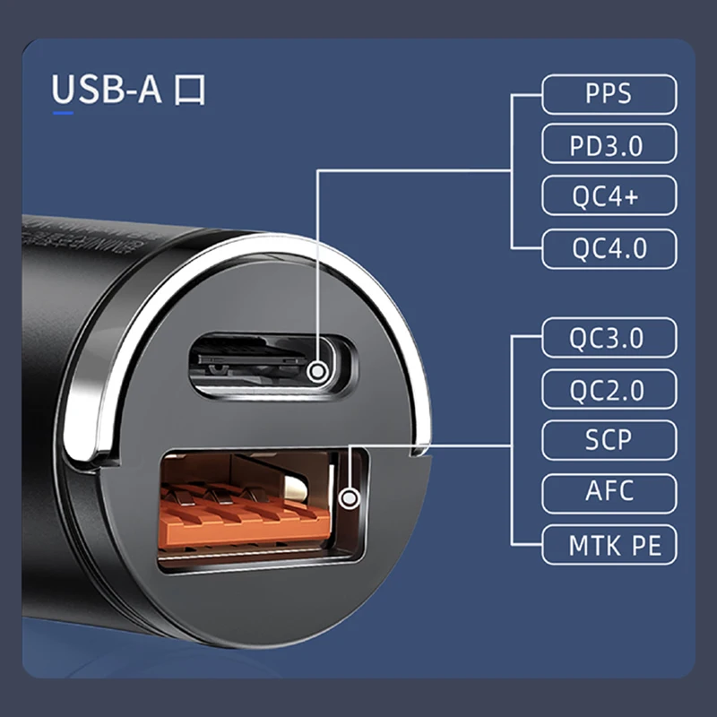 100W Mini Car Charger Lighter Fast Charging for iPhone QC3.0 Mini PD USB Type C Car Phone Charger for Xiaomi Samsung Huawei thumbnail 6