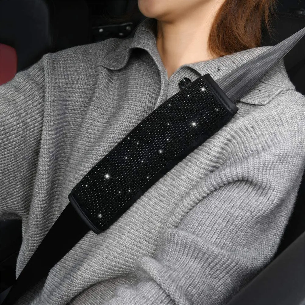Black Diamond Crystal Car Gear Shift Cover Rhinestone Auto Shifter Hand Brake Cover Bling Car Interior Accessories Decorate thumbnail 6