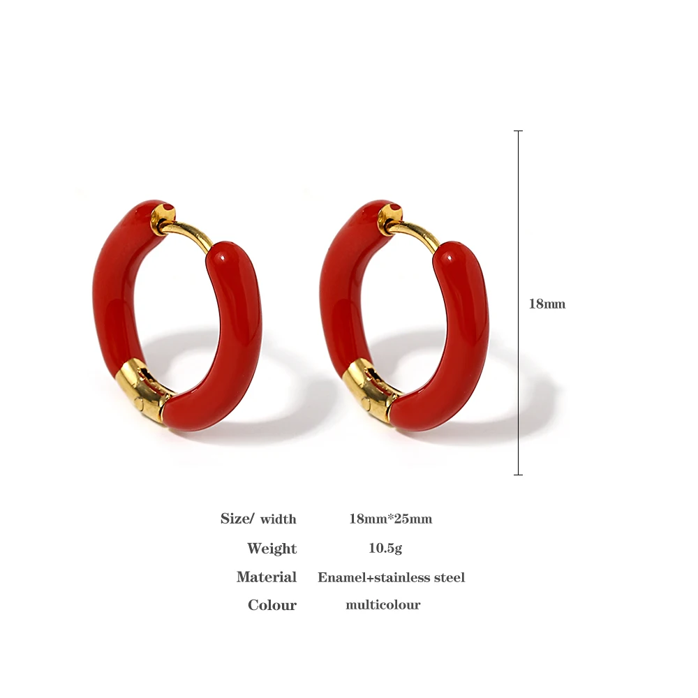 AENSOA Colorful Enamel Stainless Steel Hoop Earrings for Women Geometric Round Circle Earrings Trendy Gold Color Jewelry 2023 thumbnail 6