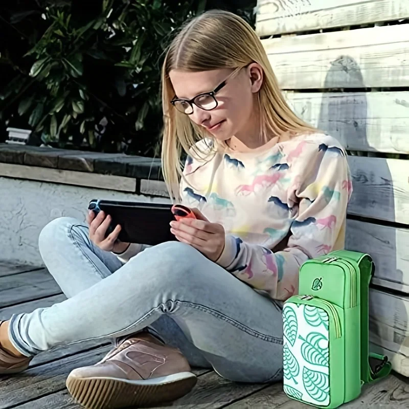 Shoulder Bag Animal Crossing Leaves Case For Nintendo Switch Console Adjust Carrying Storage Bag Travel Protection Cute For Kid thumbnail 5