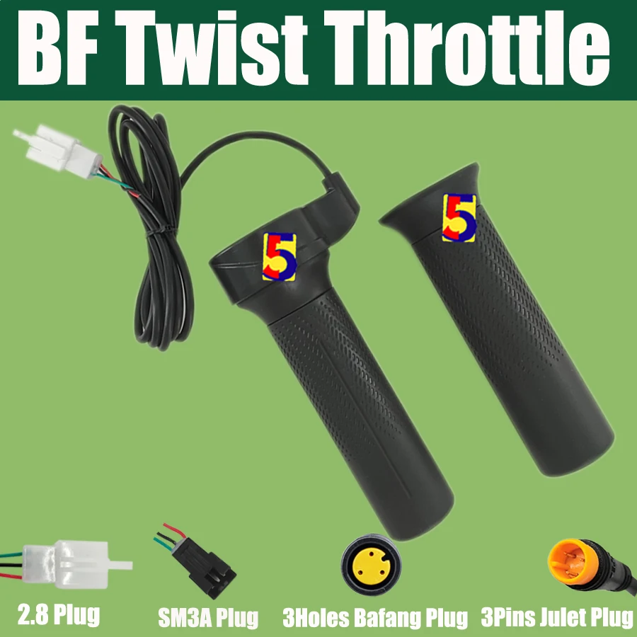 Ebike Twist Throttle 24V/36V/48V/60V/72V/84V Bafang Thottle Bafang Motor Throttle+Julet/SM/2.8 Plug thumbnail 2