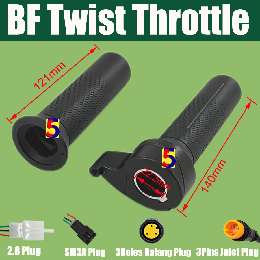Ebike Twist Throttle 24V/36V/48V/60V/72V/84V Bafang Thottle Bafang Motor Throttle+Julet/SM/2.8 Plug thumbnail 5