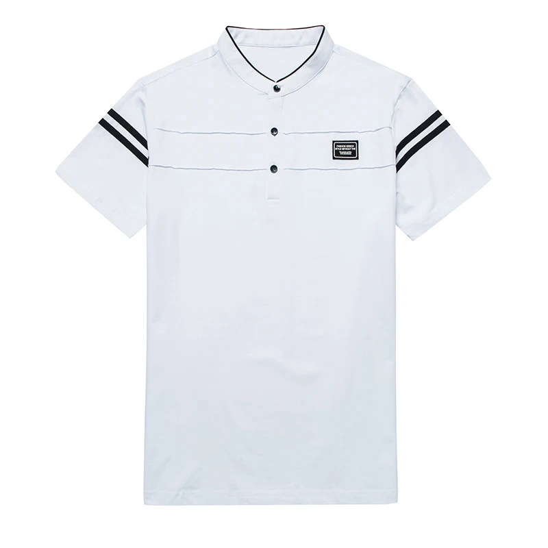 Men's Fashion Summer POLO T-shirt Casual Cotton Breathable Top Stand Up Neck Short Sleeve Korean Comfortable T-shirt thumbnail 5