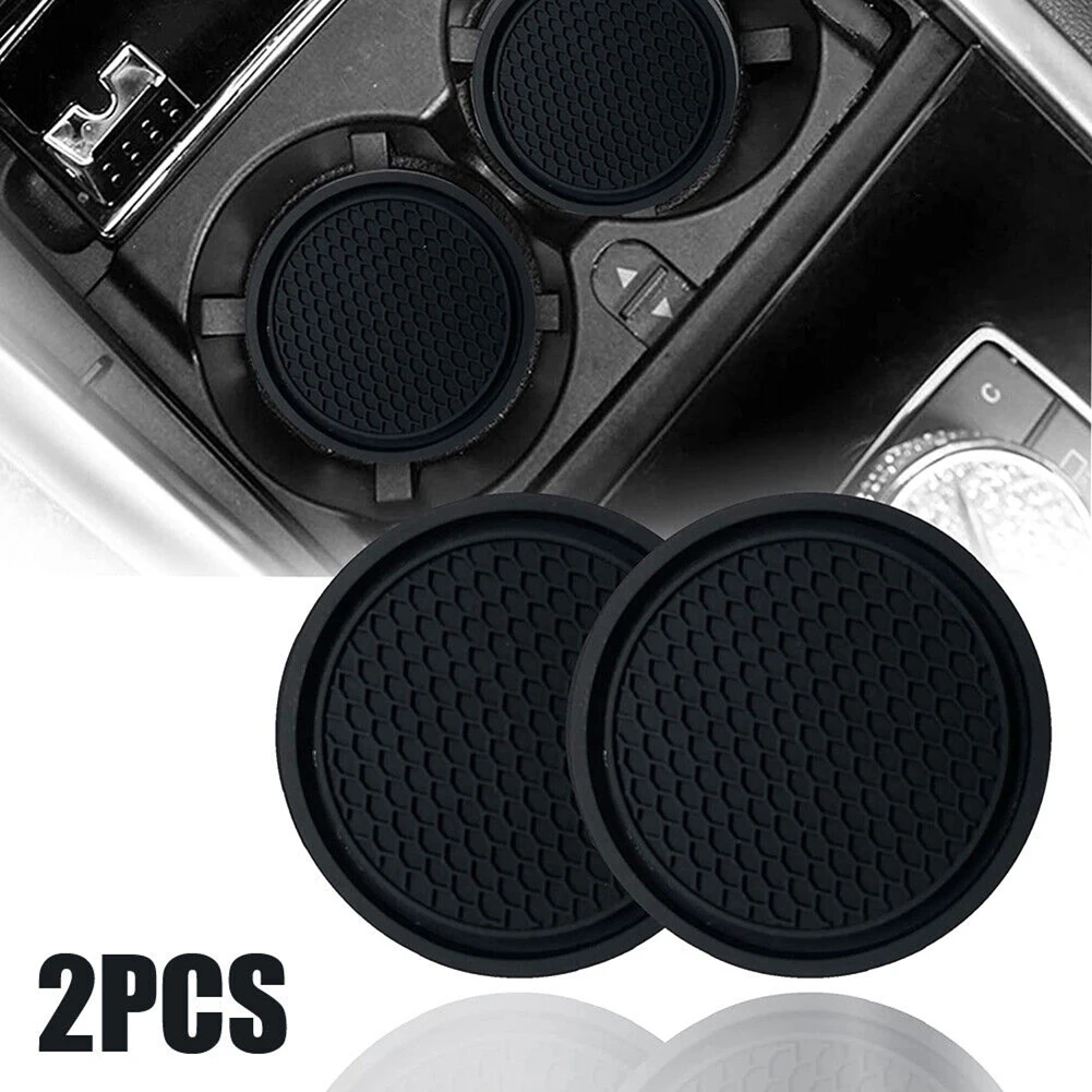 2pcs Black Car Auto Cup Holder Anti Slip Insert Coasters Pads Interior Accessories Universal Fits Perfectly For Most Cups thumbnail 2