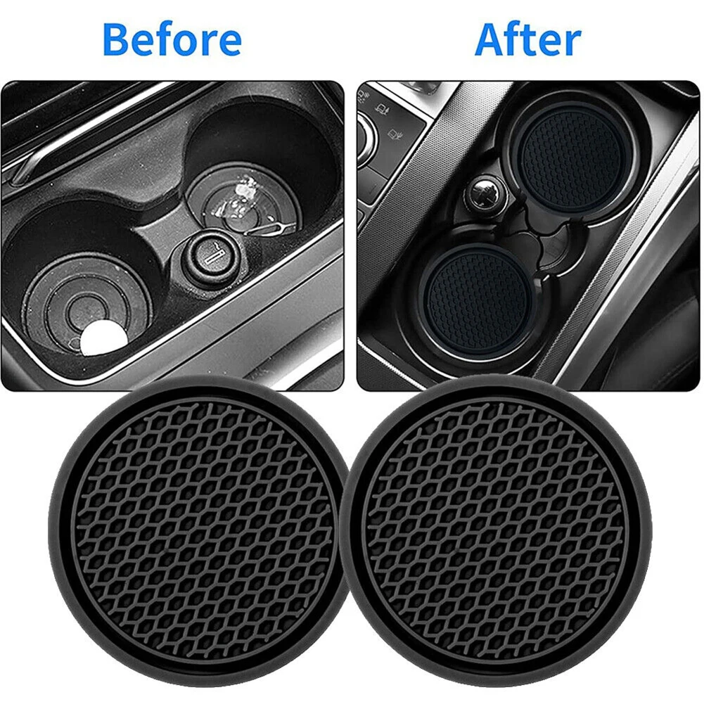 2pcs Black Car Auto Cup Holder Anti Slip Insert Coasters Pads Interior Accessories Universal Fits Perfectly For Most Cups thumbnail 4