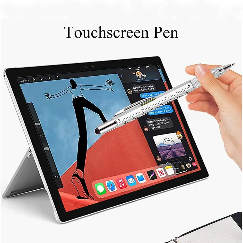 7 in1 Multifunction Ballpoint Pen With Modern Handheld Tool Measure Technical Ruler Screwdriver Touch Screen Stylus Spirit Level thumbnail 5