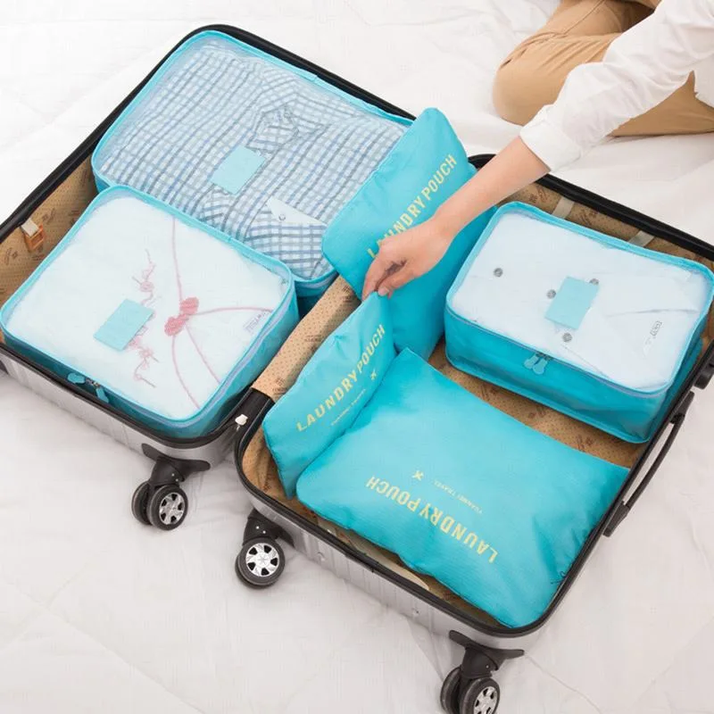 6-piece large size travel organizer portable suitcase organizer clothes shoes makeup bag luggage organizer travel storage bag thumbnail 4