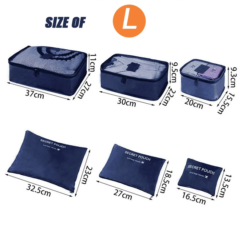 6-piece large size travel organizer portable suitcase organizer clothes shoes makeup bag luggage organizer travel storage bag thumbnail 2