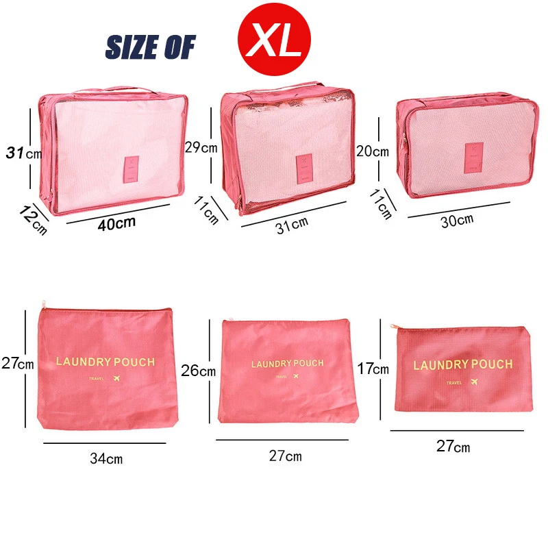 6-piece large size travel organizer portable suitcase organizer clothes shoes makeup bag luggage organizer travel storage bag thumbnail 3