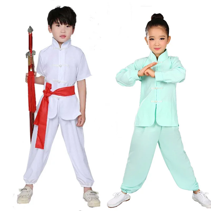 kid men women Chinese Traditional KungFu Uniform For Boys Girls Wushu Costume Suit Set Tai Chi Folk performance stage Outfit thumbnail 3