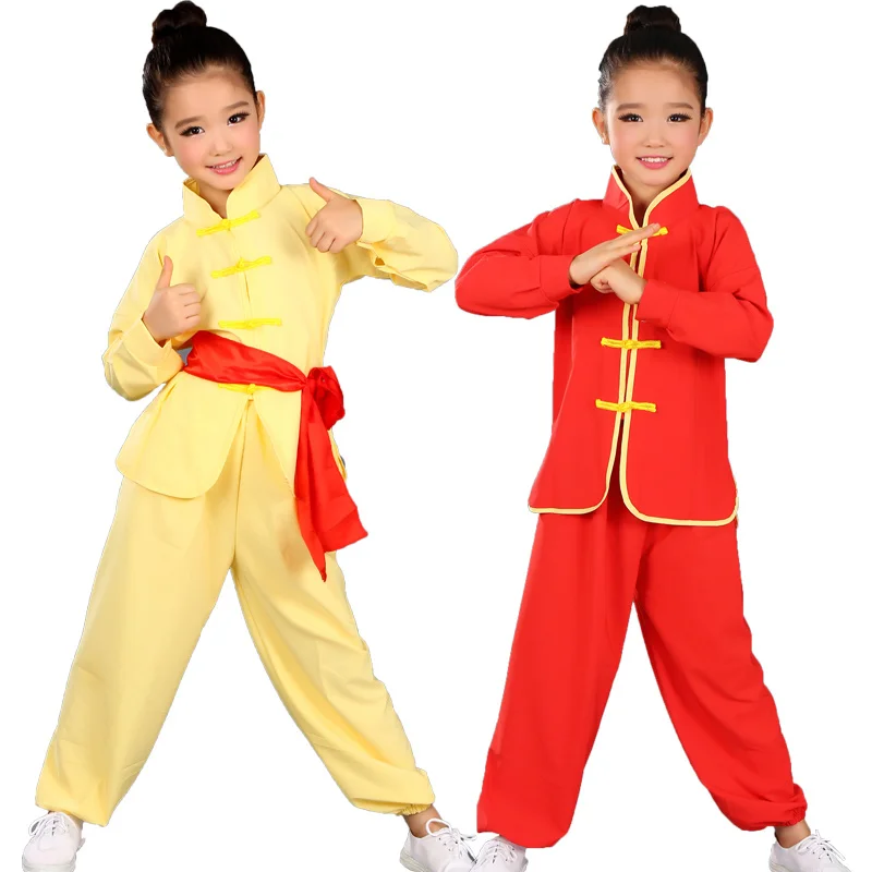 kid men women Chinese Traditional KungFu Uniform For Boys Girls Wushu Costume Suit Set Tai Chi Folk performance stage Outfit thumbnail 2
