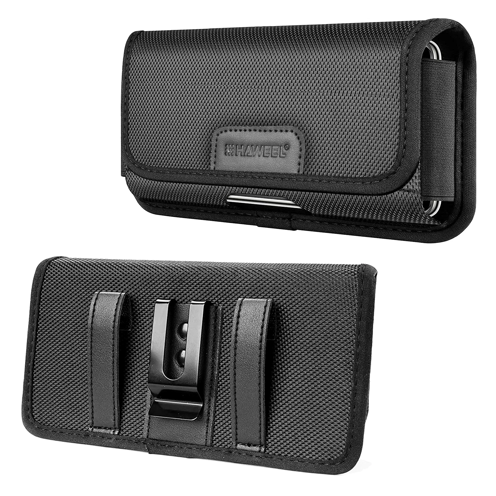 HAWEEL 6.1-6.8 inch Nylon Cloth Phone Belt Clip Horizontal Carrying Pouch with Card Slot HAWEEL Phone Belt Bag thumbnail 2