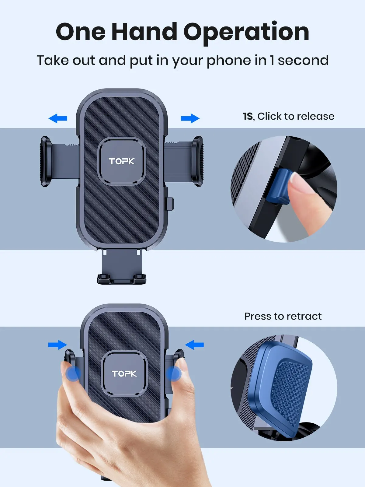 TOPK Car Phone Holder Gravity Stand for iPhone Xiaomi Samsung Car Mobile Support for Dashboard Windshield Air Vent Phone Mount thumbnail 2