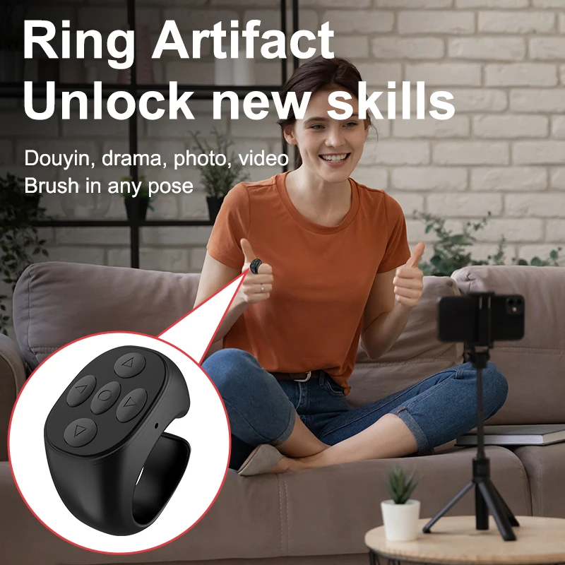 Wireless Bluetooth Mobile Selfie Lazy Artifac Tiktok Remote Control Ring Mobile Phone Bluetooth Controller t For Xiaomi Apple thumbnail 5