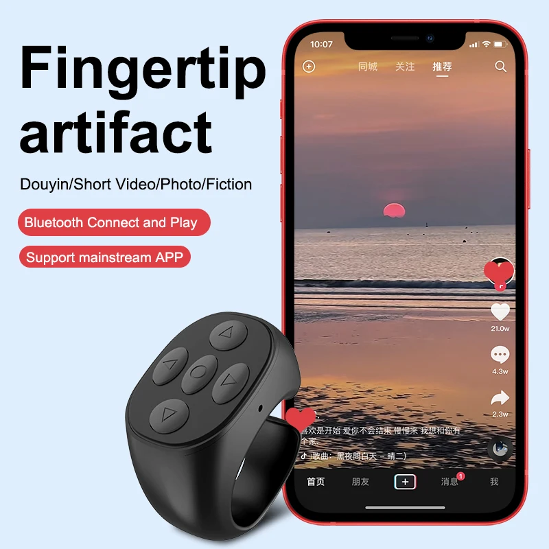 Wireless Bluetooth Mobile Selfie Lazy Artifac Tiktok Remote Control Ring Mobile Phone Bluetooth Controller t For Xiaomi Apple thumbnail 2