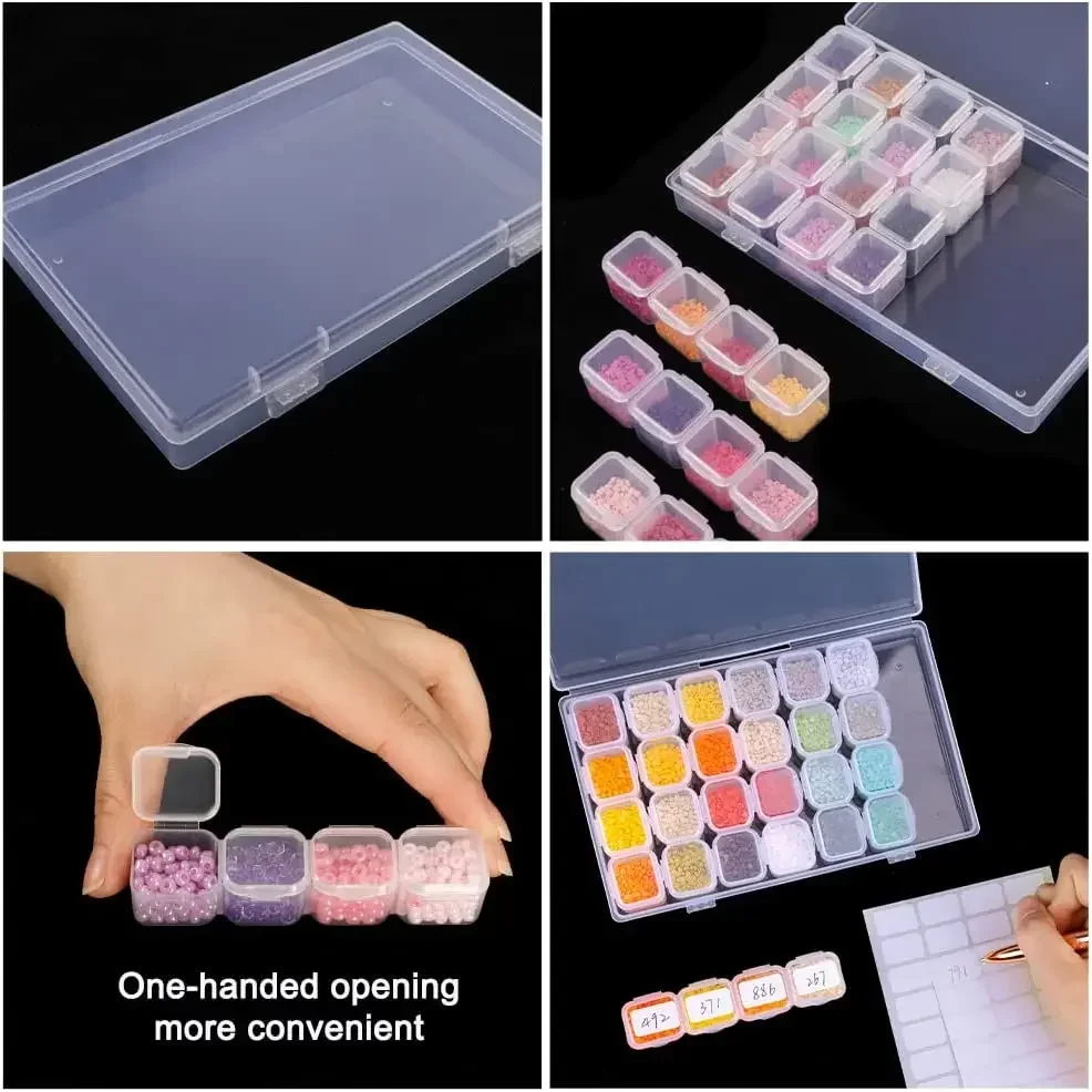 Diamond Painting Embroidery Box with 28 Mini Grids Clear Accessories Storage Containers Adjustable Bead Case for DIY Art Craft thumbnail 2