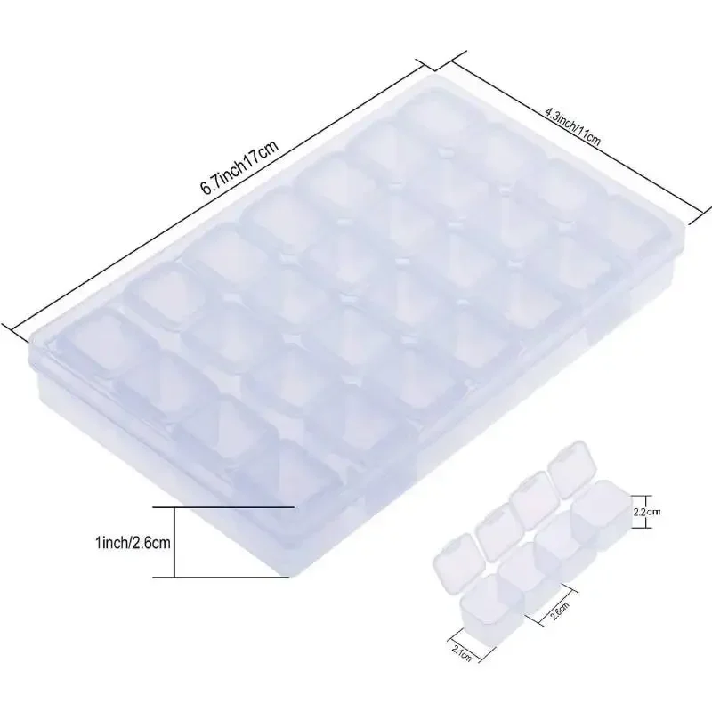 Diamond Painting Embroidery Box with 28 Mini Grids Clear Accessories Storage Containers Adjustable Bead Case for DIY Art Craft thumbnail 6