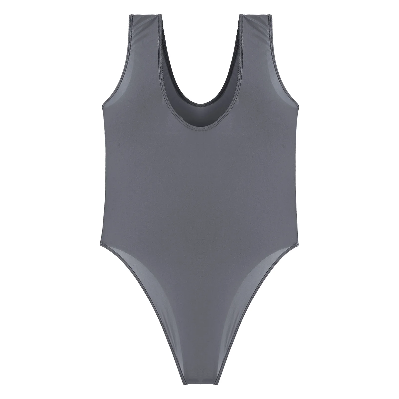 Mens Sleeveless High Cut Glossy Bodysuit Swimwear Swimsuit Sports Workout Yoga Dance Gymnastics Leotard Pool Beach Bathing Suit thumbnail 6