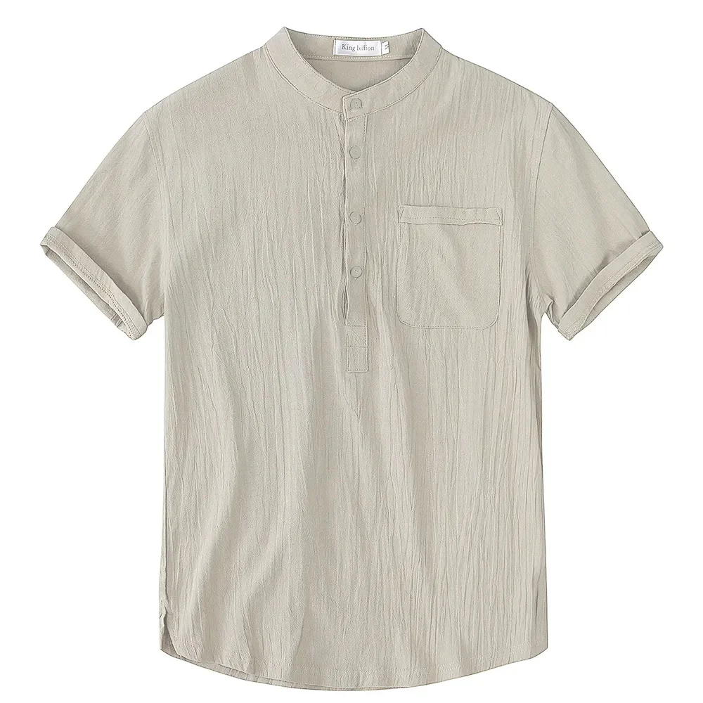 Men's Short Sleeve T-shirt Cotton and Linen Casual Men T-shirts Solid Color Summer Shirt Male Cozy Breathable thumbnail 6
