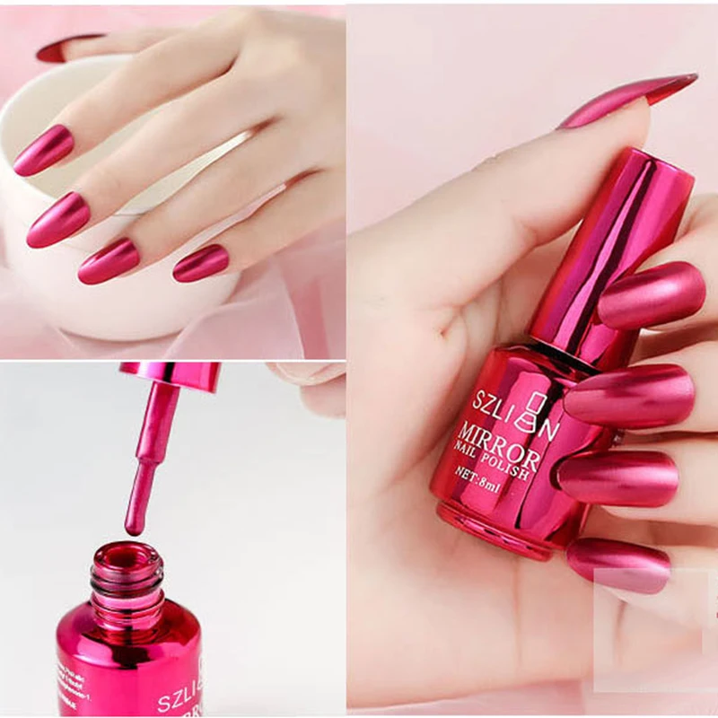 12 Colors Mirror Polish Long-lasting Quick-drying Metallic Silver Purple Rose Gold Nail Polish Is Not Peelable Nails Gel Varnish thumbnail 4