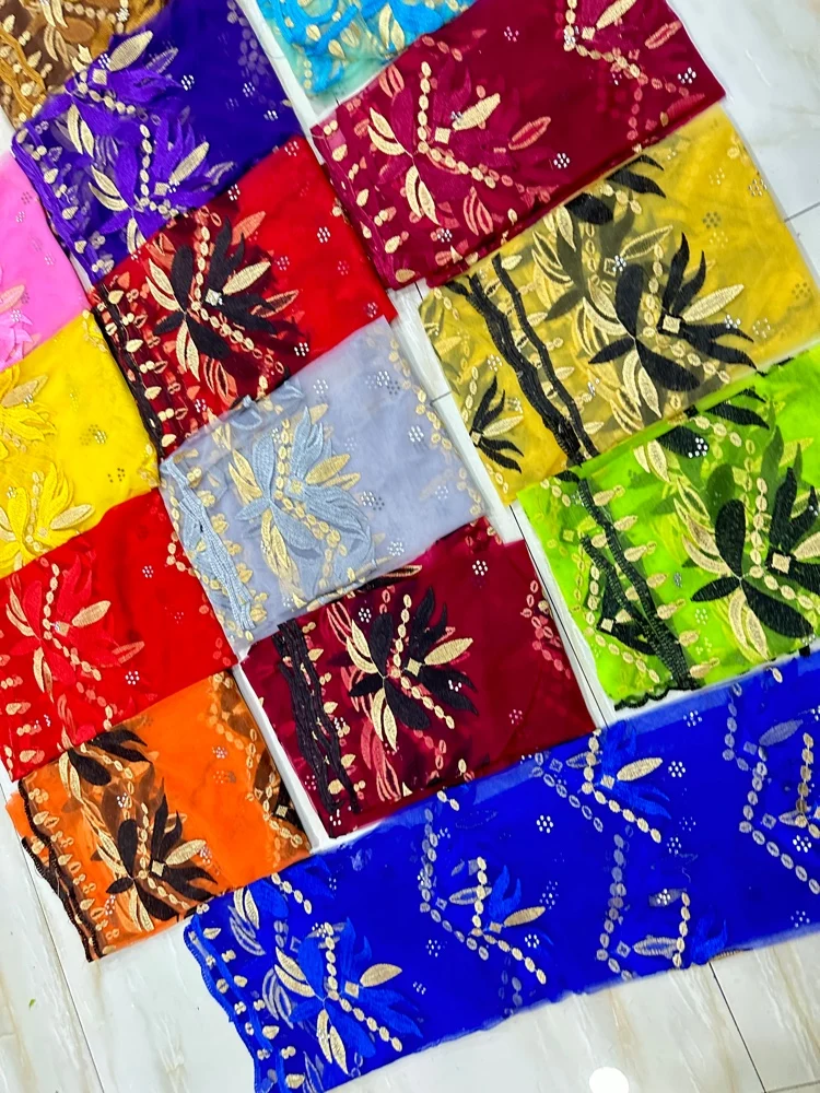 on sale 2025 New African Net Hijab Scarf For Muslim Women African Dubai Islam Headscarf Embroidery Shawls voile thumbnail 2