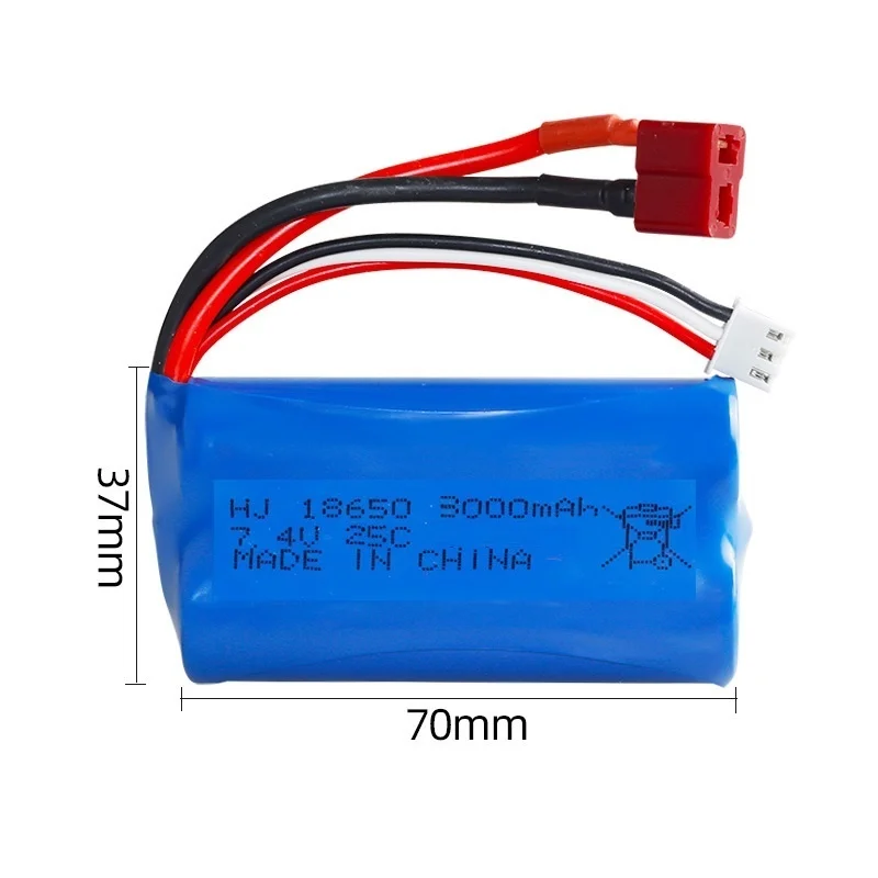 7.4V 3000mAh 18650 Li-ion Battery for Wltoys 10428 12428 12423 RC Car Parts 2S 7.4V Battery For Wltoys 144001 124017 124019 thumbnail 2