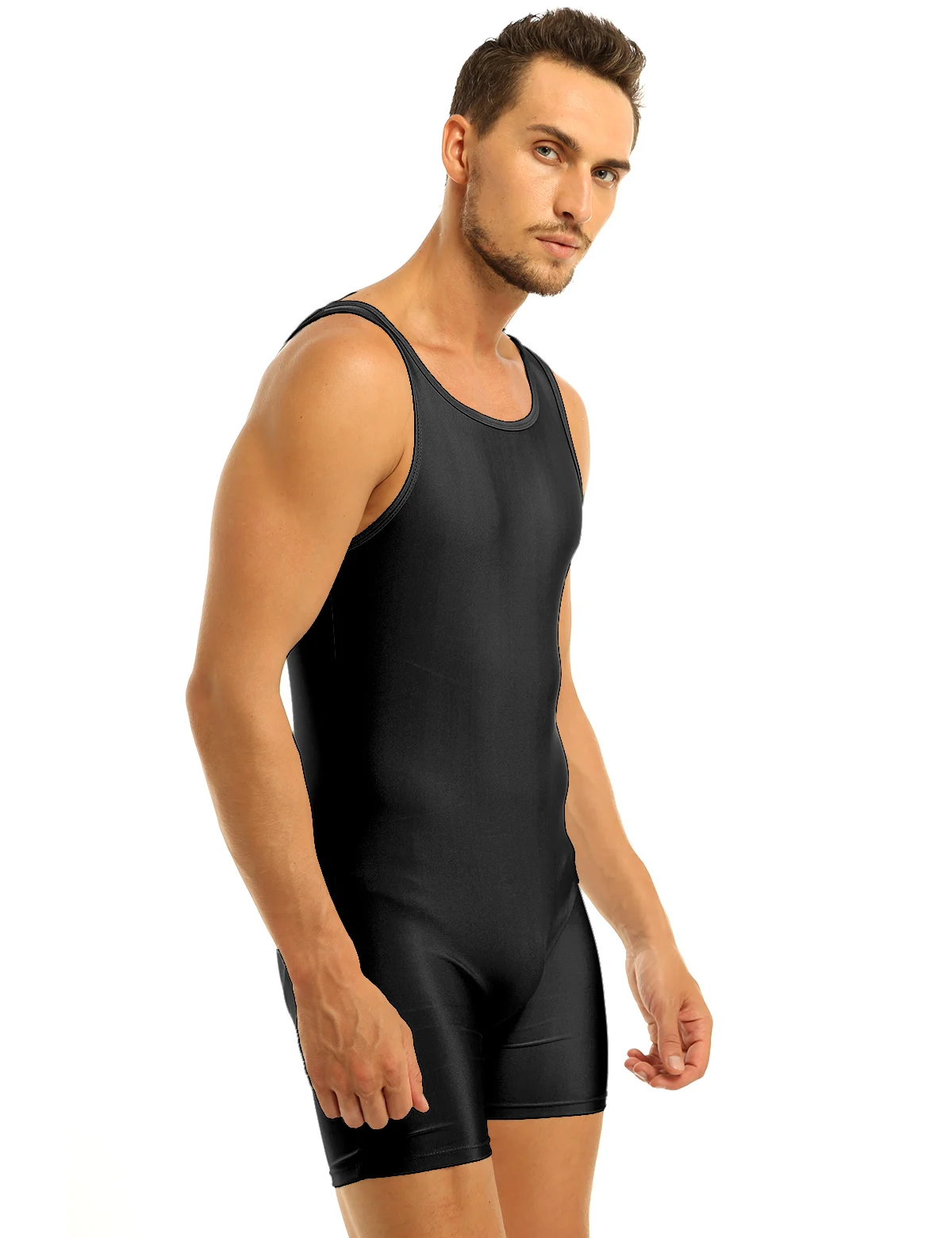 Mens Soft Bodysuit Swimsuit Swimwear Rash Guard Sleeveless Stretchy Solid Unitard Leotard for Sports Gym Dance Gymnastics Yoga thumbnail 3