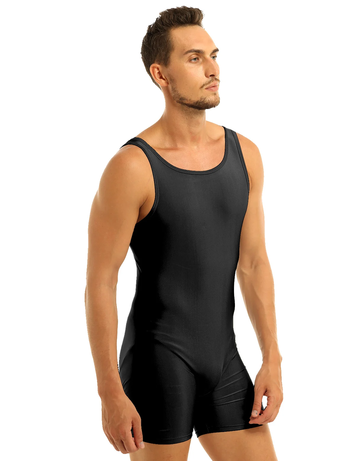 Mens Soft Bodysuit Swimsuit Swimwear Rash Guard Sleeveless Stretchy Solid Unitard Leotard for Sports Gym Dance Gymnastics Yoga thumbnail 2