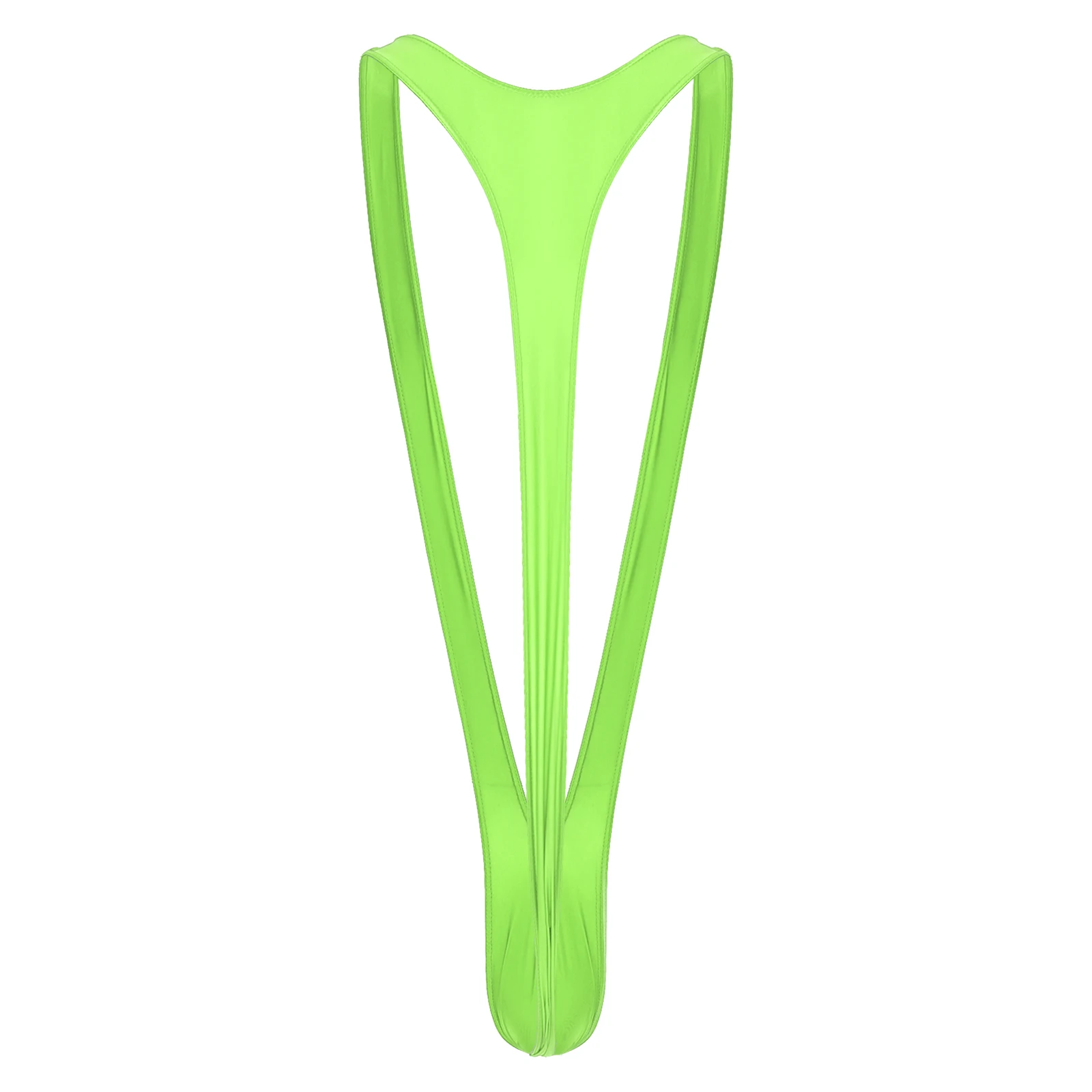 Mens Glossy Mankini One-Piece Swimsuit Bulge Pouch Thongs V-Shaped Suspender Bodysuit Hollow Out Swimwear Underwear Clubwear thumbnail 3