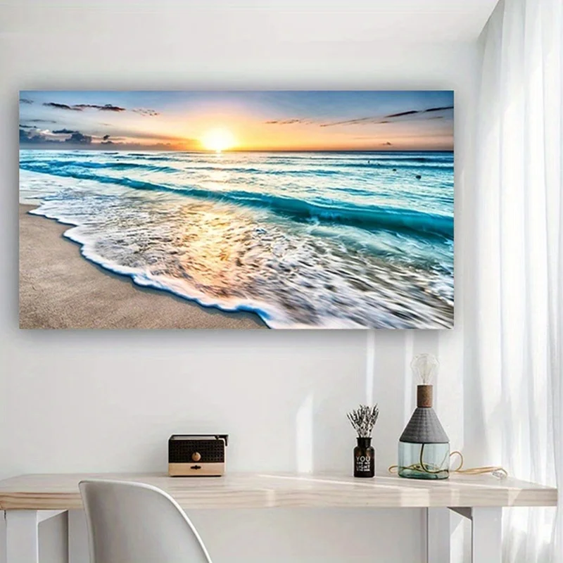 Beach Sunset Wall Art Posters Large Landscape Canvas Painting Print Nordic Wall Decoration Picture For Home Decor thumbnail 4