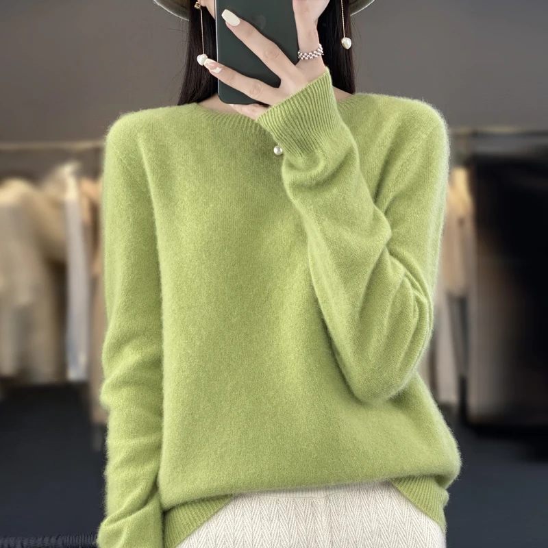 New cashmere sweater women's sweater in autumn and winter 100% merino wool fashion O-neck autumn warm pullover top thumbnail 2