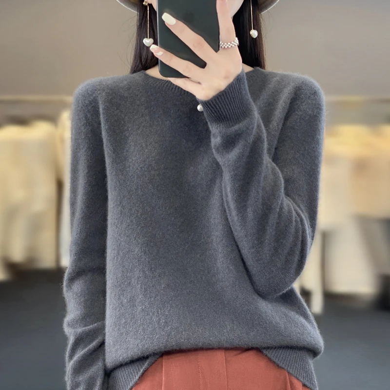 New cashmere sweater women's sweater in autumn and winter 100% merino wool fashion O-neck autumn warm pullover top thumbnail 6