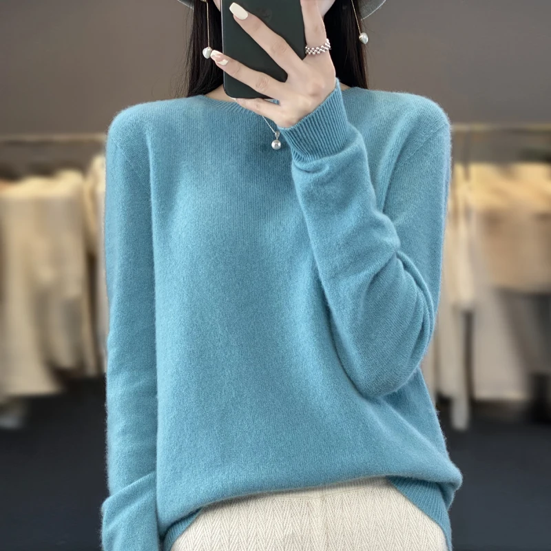 New cashmere sweater women's sweater in autumn and winter 100% merino wool fashion O-neck autumn warm pullover top thumbnail 4