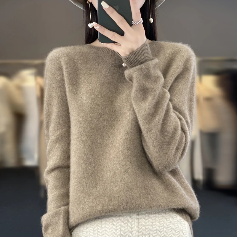 New cashmere sweater women's sweater in autumn and winter 100% merino wool fashion O-neck autumn warm pullover top thumbnail 3